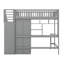 Lit mezzanine simple avec bibliothèque, tiroirs, bureau et garde-robe-994321936