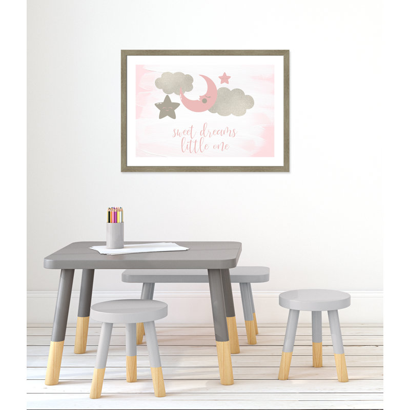 Little rêve little one, H 26,5 po x l 36,5 po x P 0,63 po, Encadré plat de bois de grange gris