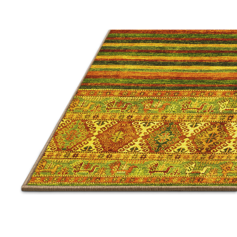 Tapis brun rectangulaire en laine tissé à la machine 7 pi x 10 pi Ojay