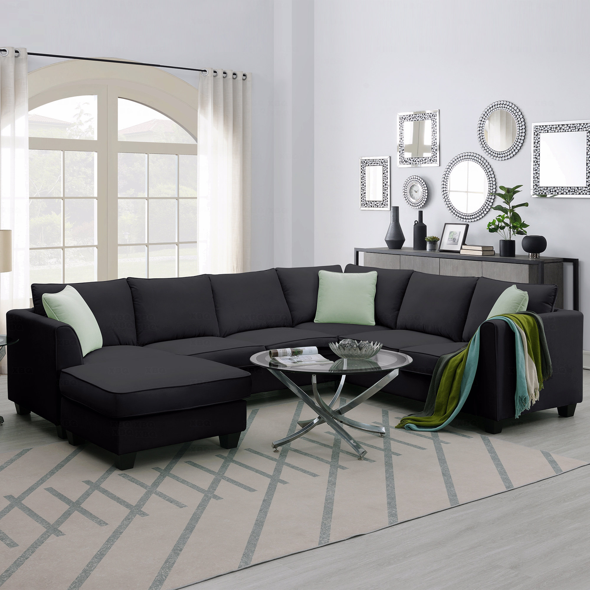 Latitude Run® Basic Sectional Sofa, Sofa Couches Living Room Sets, 7 ...