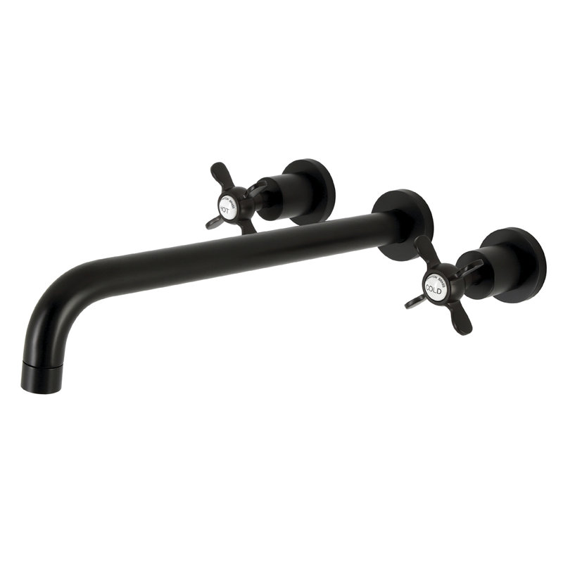 Kingston Brass Essex Two-Handle 3-Hole Wall Mount Roman Tub Faucet, Matte Black