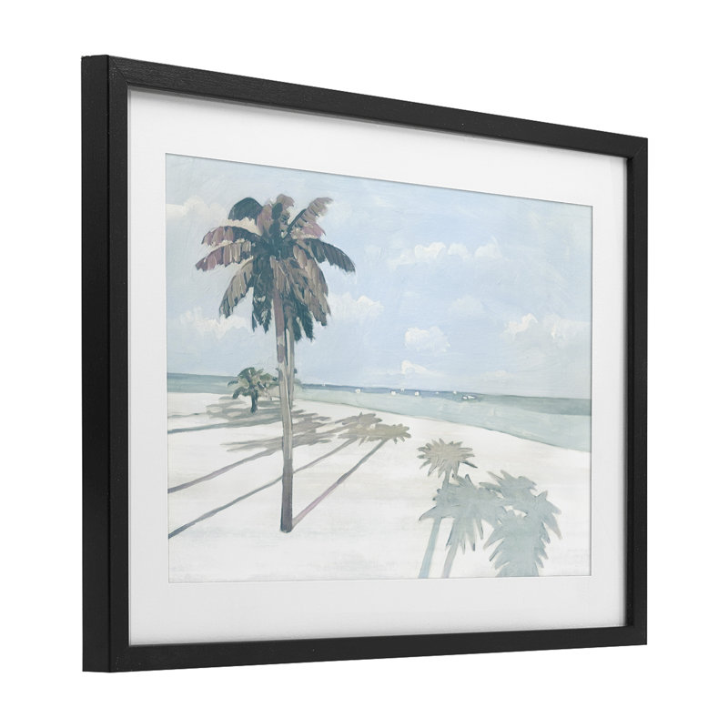 «Ocean Dream Palm Tree», reproduction sous verre encadrée, design par Errico & Slyp, H 17 po x l 23 po, Cadre noir minuit