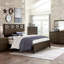 Chambre à coucher de style contemporain avec table de chevet 1 pièce et 2 tiroirs brun foncé