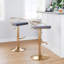Tabouret réglable avec pivot en métal doré et velours gris avec repose-pieds arrondi en T - ensemble de 2-2110681178