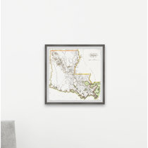 Stupell Industries Louisiana State Map Typography Cities Graphic Art White  Framed Art Print Wall Art, Design by The Saturday Evening Post 