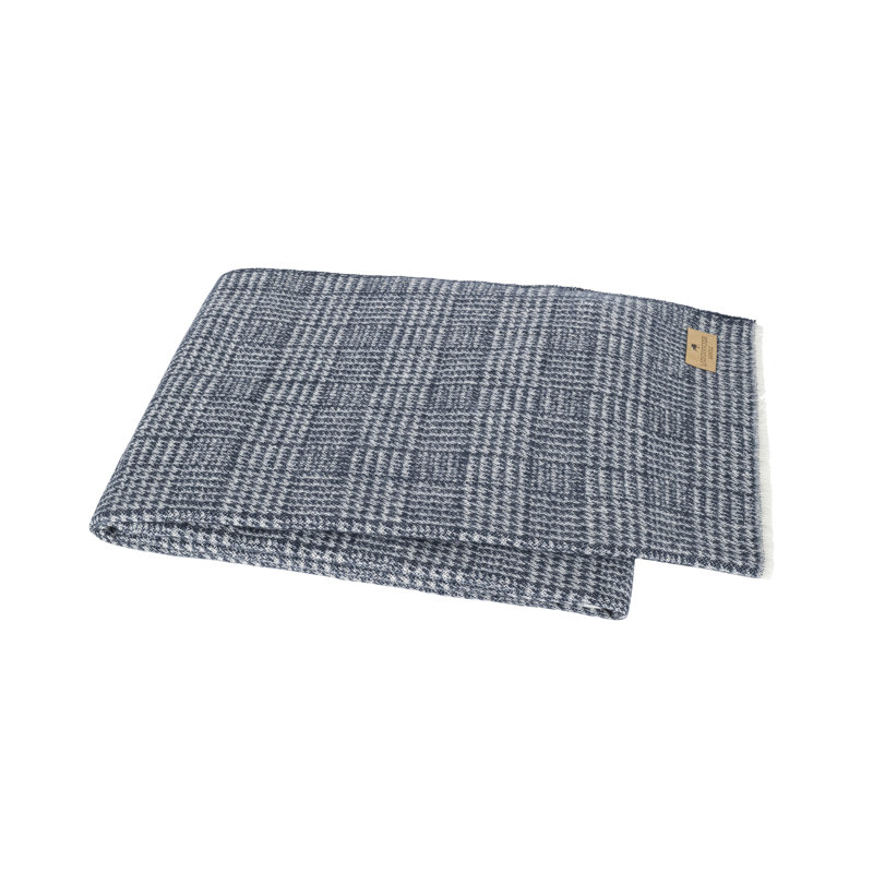Sutton Plaid Throw,  Navy Houndstooth