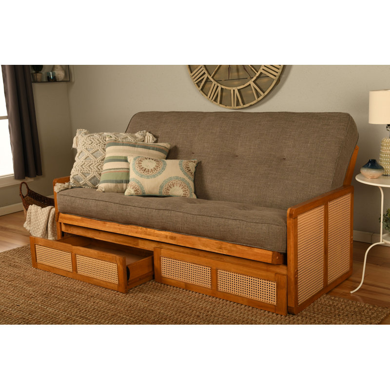 Bridyn Full-size Futon with Storage includes Mattress, Bridyn Linen Stone