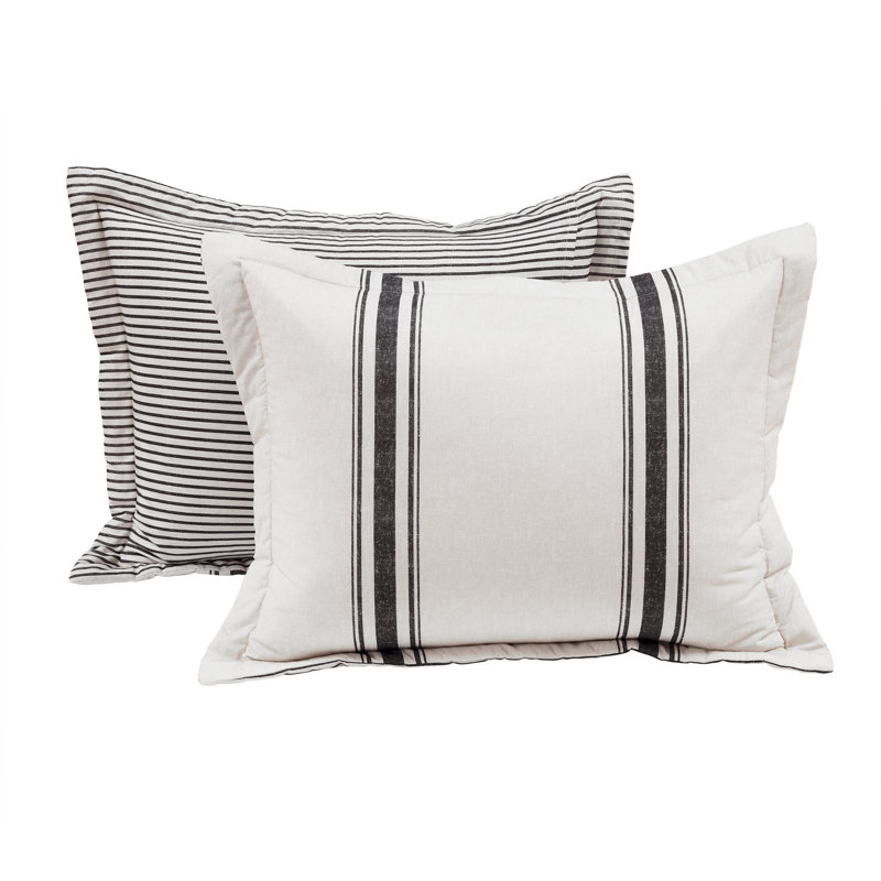 Gilroy Cotton Striped Comforter, Twin-XL, Black