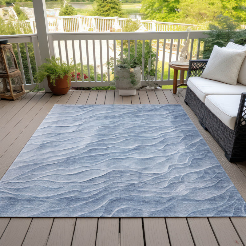Machine Washable Indoor/Outdoor Claudian ACN1616 Denim Rug, Rectangle 3' x 5'