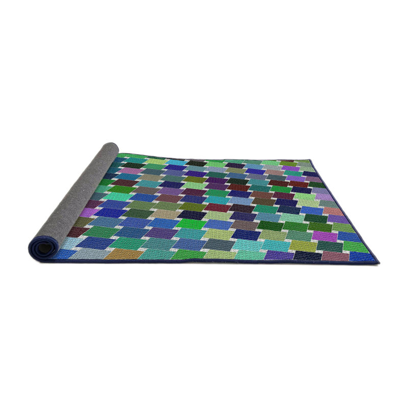 Tapis bleu à motif géométrique Kober, Rond 8 pi