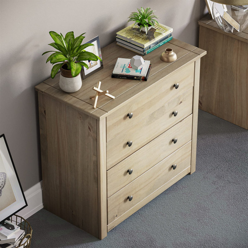 Somers Solid Wood 80 cm W Chest of 4 Drawers