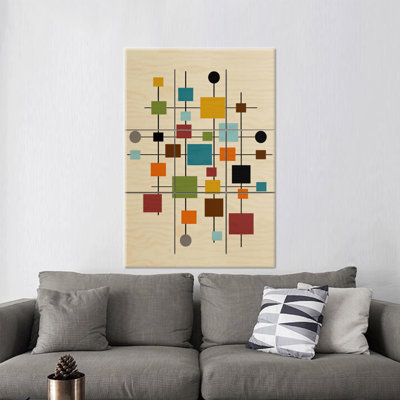 Art mural en toile de coton avec des formes géométriques colorées à la mode, idéal pour la décoration de bureau ou de maison offrant une sensation minimaliste moderne