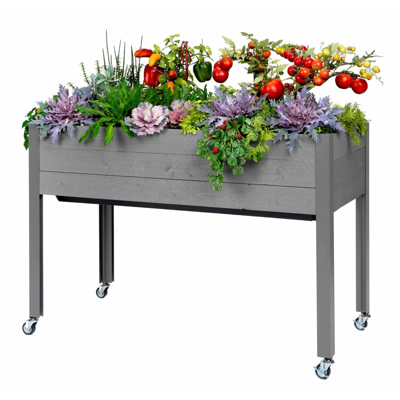 Wood Planter Box, Gray, 32" H x 21" W x 47" D