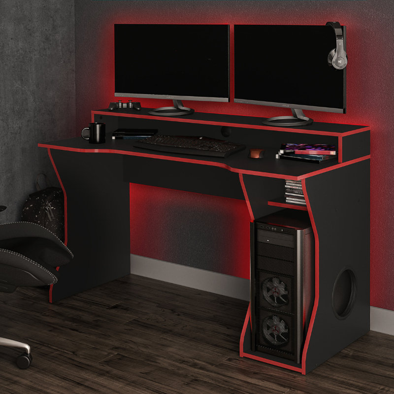 Masum Rectangle Computer Desk, 92 cm H x 130 cm W x 59.3 cm D, Red