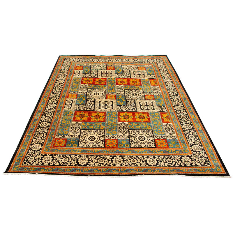 Tapis décoratif en laine de conception unique 9 pi 2 po x 11 pi 7 po Casea noué à la main New Age de Lahore
