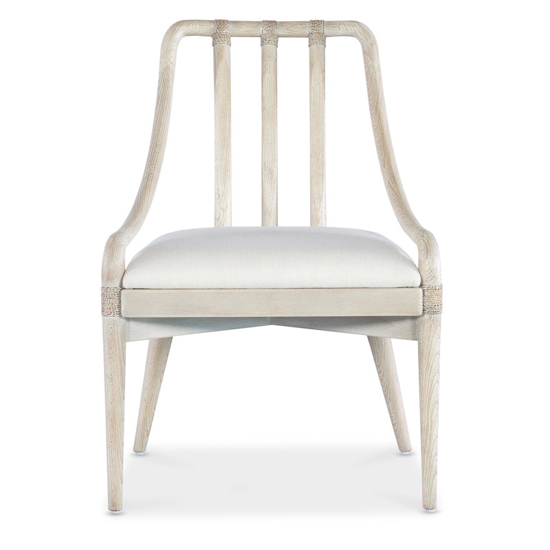Cream Linen Upholstered Slat Back Side Chair