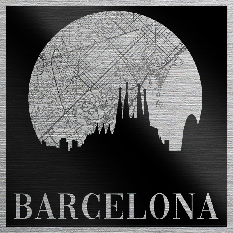 Barcelona Map - No Frame Print on Metal