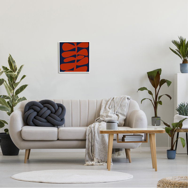 Fermeture contemporaine de feuille de plante, H 17 po x l 17 po x P 1,5 po, Giclée encadrée blanc bord de mer