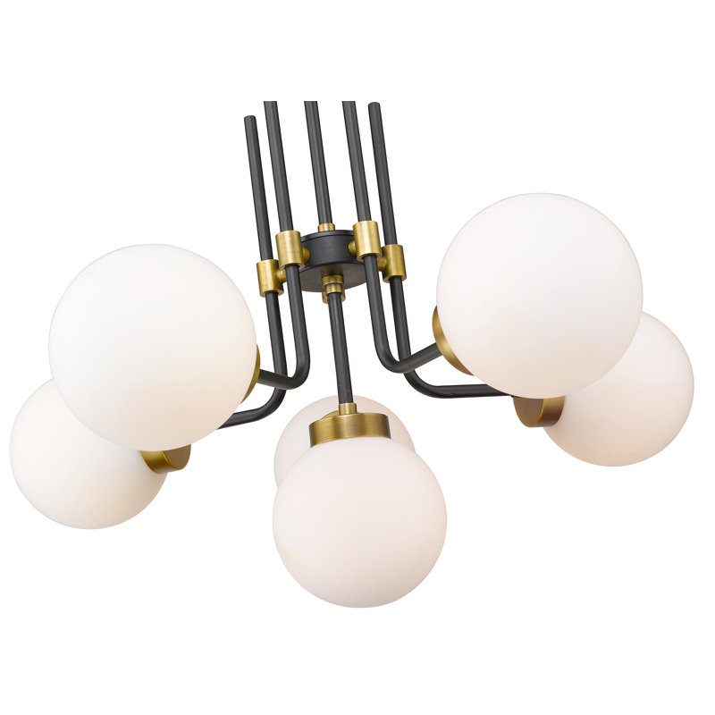 Doerun 6 - Light Dimmable Classic / Traditional Chandelier, Olde Brass, Opal
