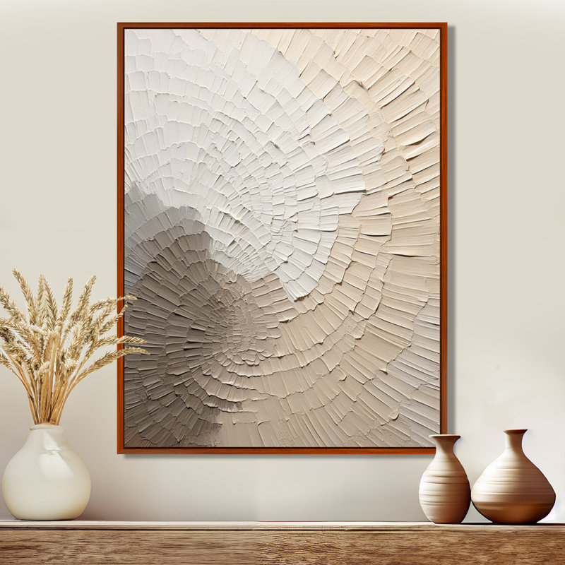 Minimaliste gracieux, art discret beige - Art mural minimaliste, H 40 po x l 30 po, Reproduction avec cadre flottant, Brun