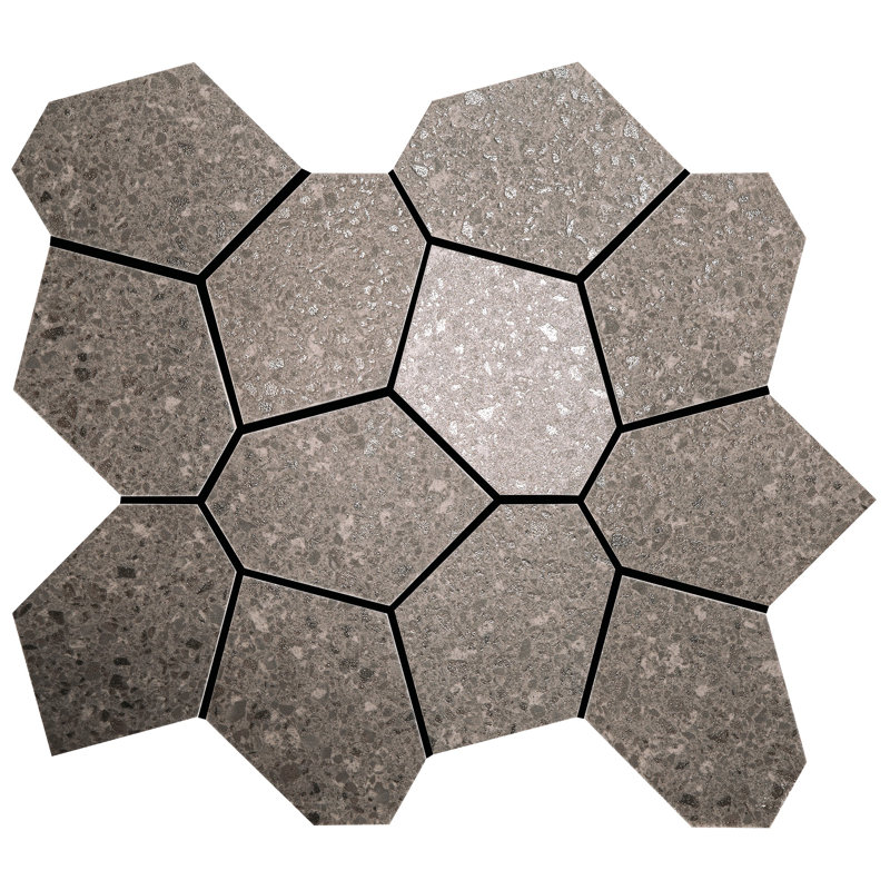 Birthplace 3" W x 4" L Porcelain Terrazzo Look Tile Mosaic Sheet, Mocha
