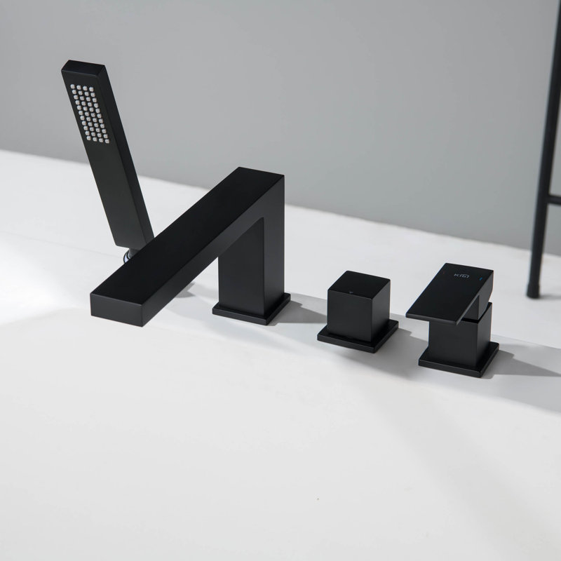 Cube Deck Tub Filler with Diverter, Matte Black