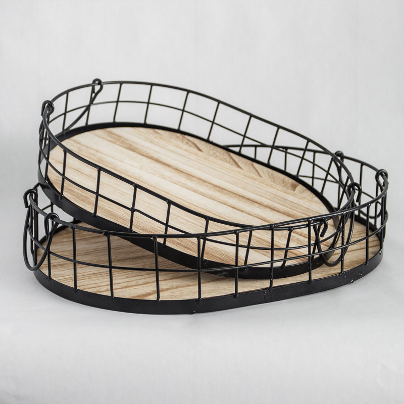 Plateau en bois Halliburton, 3" H x 14" W x 10" D, Noir