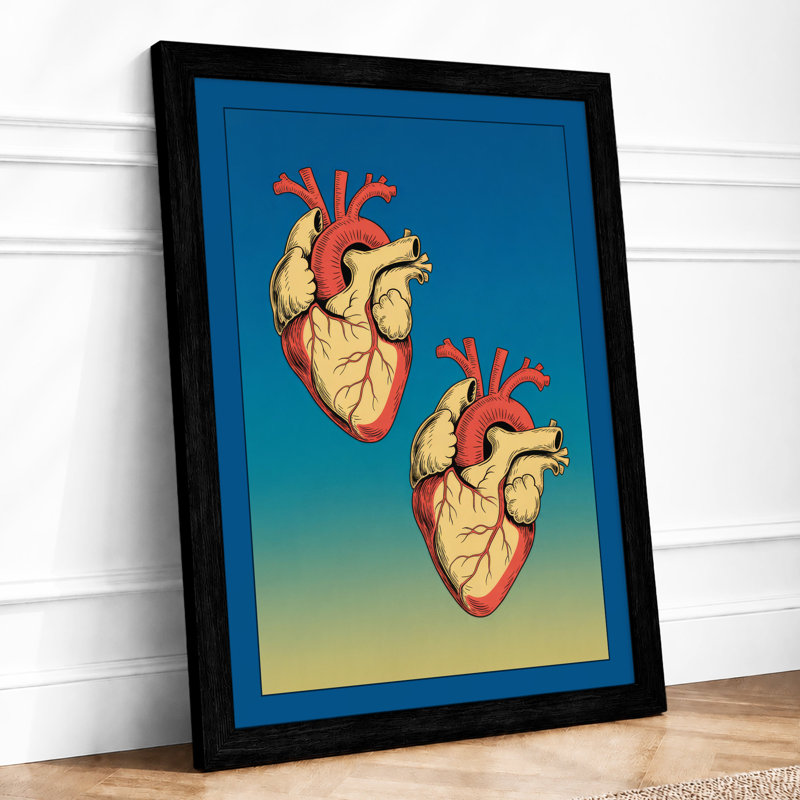 Anatomical Hearts Modern - Framed Print, A1 - 84.1 x 59.4 cm, Black