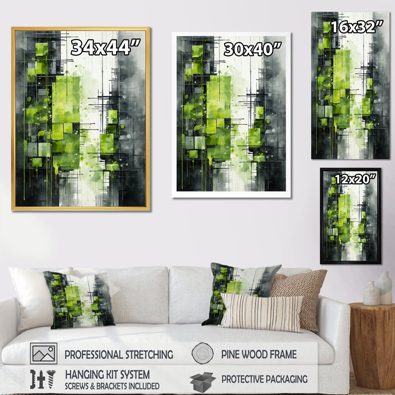 Lime Lofts Skyscraper City Horizon II - gratte-ciel, art mural pour le salon, Toile tendue, H 32 po x l 24 po x P 1 po
