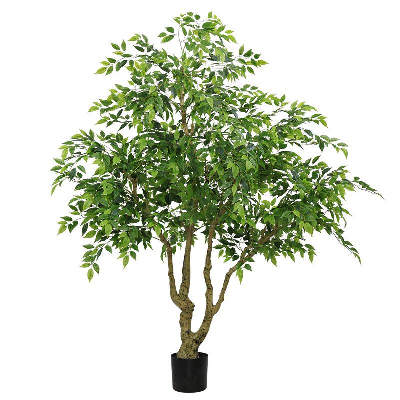 Ficus artificiel de 7 pi - Mini arbre Banyan avec tronc naturel