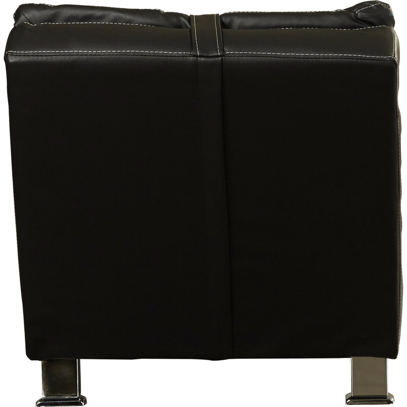 Allizzon Faux Leather Chaise Lounge, Black Faux Leather