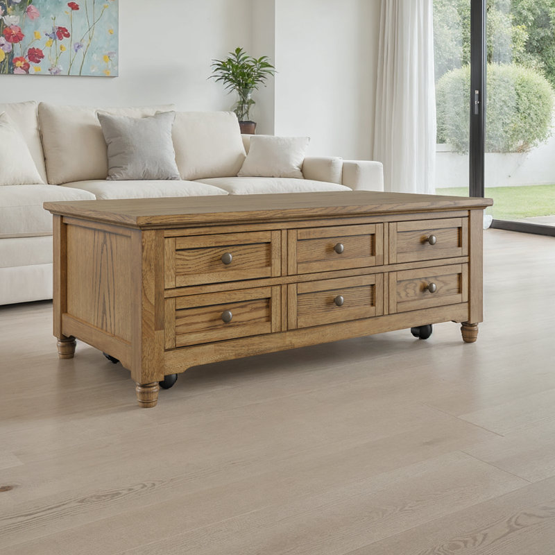 Table basse à plateau relevable moderne avec rangement Brentwood - brun clair, Bois brun