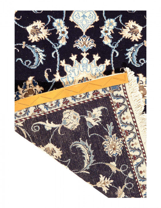 Tapis unique en laine de couleur agneau bleu marine 5 pi x 3 pi Idalie