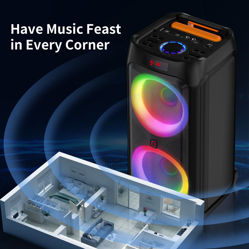 Karaoke Machine for Adults, Big Party Speaker with  Peak Power, Wireless PA System with Dual 8" Subwoofers, Disco Lights & 2 Microphones for Home Party Outdoor, Support USB/AUX/REC/TWS