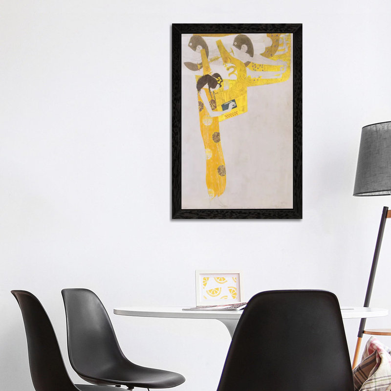 Poesie 1902 by Gustav Klimt - 1 Piece Floater Frame Painting on Canvas, 66.04 cm H x 45.72 cm W, Black