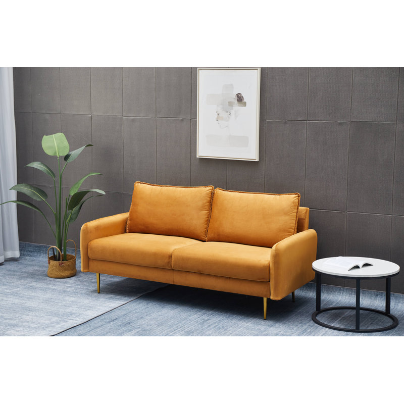 Emteas 57.3'' Velvet Loveseat, Ginger Velvet, 34" H x 57.3" W x 32" D