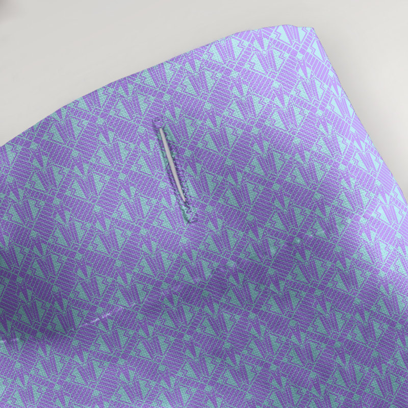 Rideau simple art déco, Mauve / rayures bleues 2