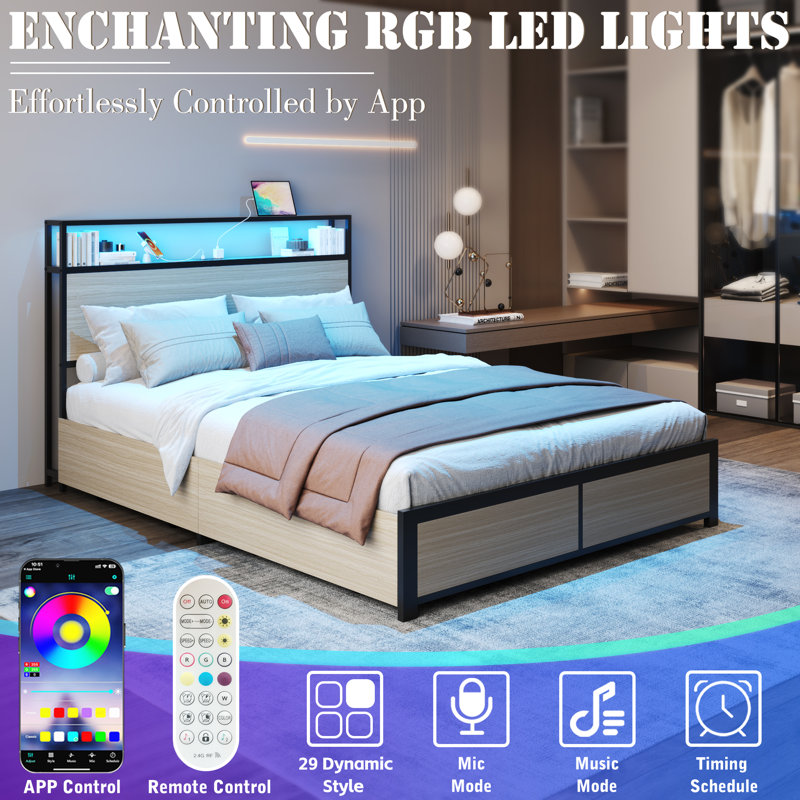 Eyve Metal Bed, Queen, Beige