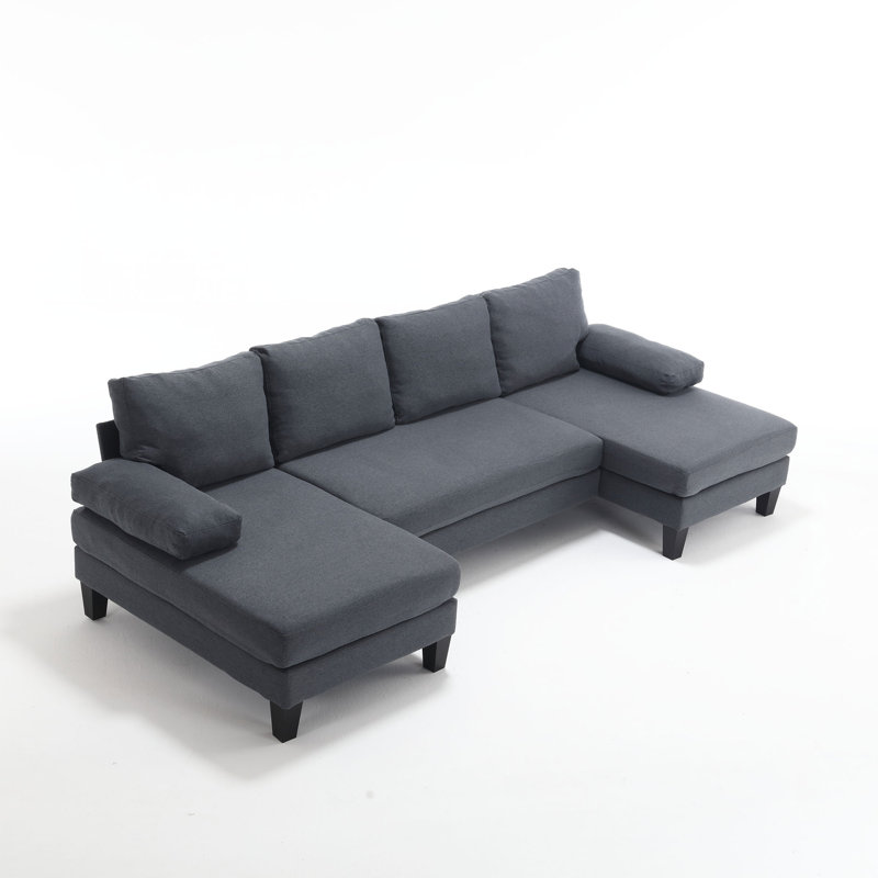 Canapé modulaire 3 pièces rembourré, Polyester gris foncé