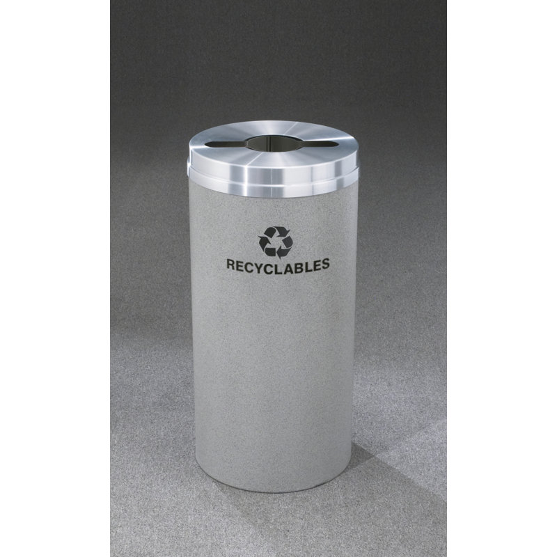 Poubelle à recyclage multiple 45 gallons à triple unité RecyclePro Value Series, Aluminium satiné