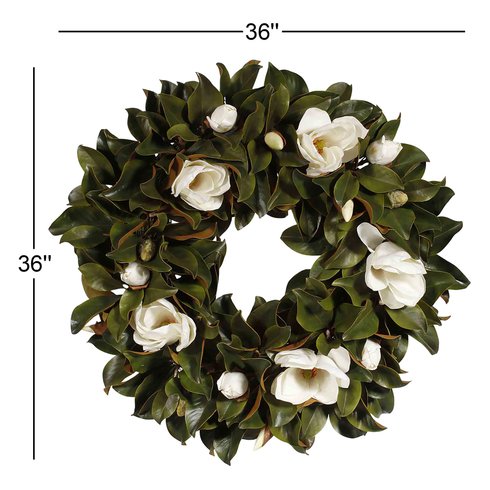 36" Magnolia Wreath, 36" W X 36" H x 6" D
