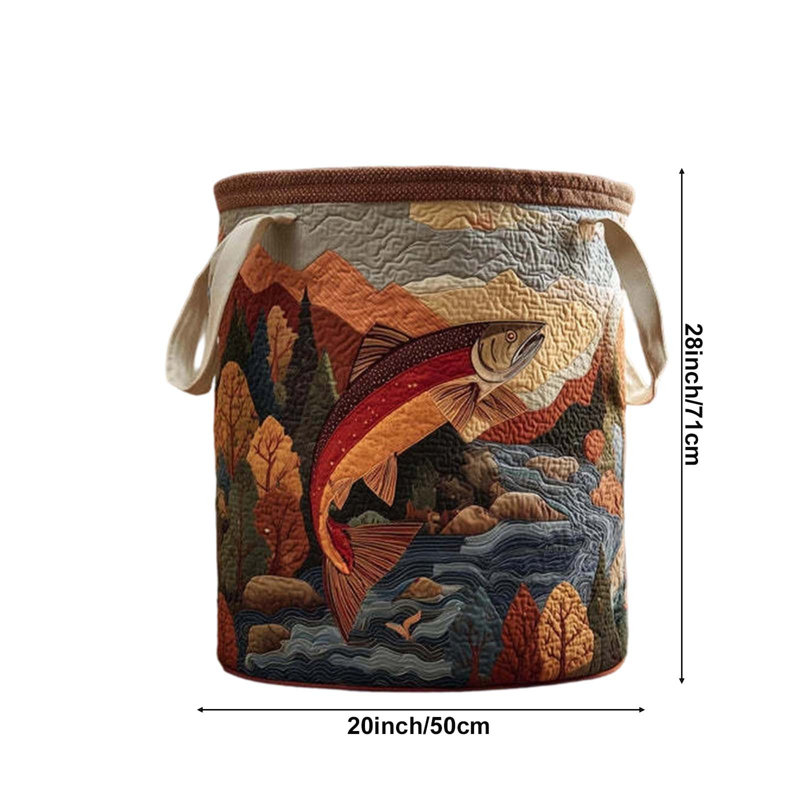 Quilted Laundry Basket With Handles Boho Fabric Storage Basket Multi-functional Clothes Storage Basket Lightweight And Foldable