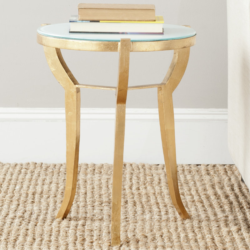 Jenson 3 Legs End Table, White/Gold