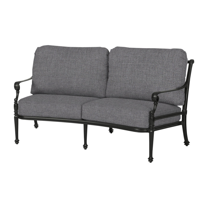 Grand Terrace Curved Loveseat with Sunbrella Cushion, Desert Bronze, Cast Slate Sunbrella® Plainweave