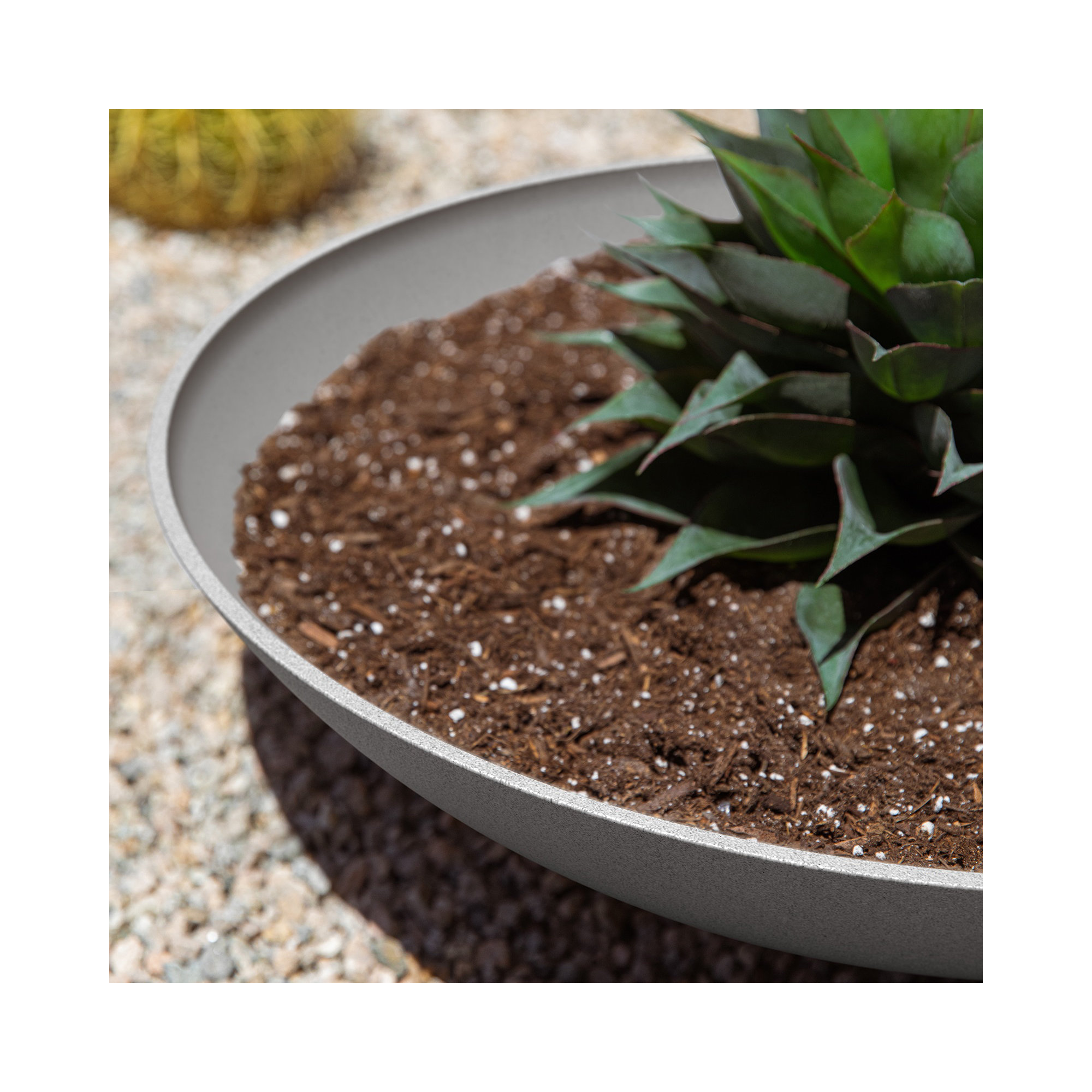 Pure Series Lane Bowl Planter, 6" H x 24" W x 24" D, Set of 1, Charcoal