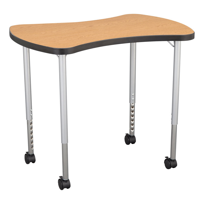 Structure Series Bow Tie 35" x 23" Adjustable Height Novelty Activity Table with Casters, Noir/argenté, Blanc