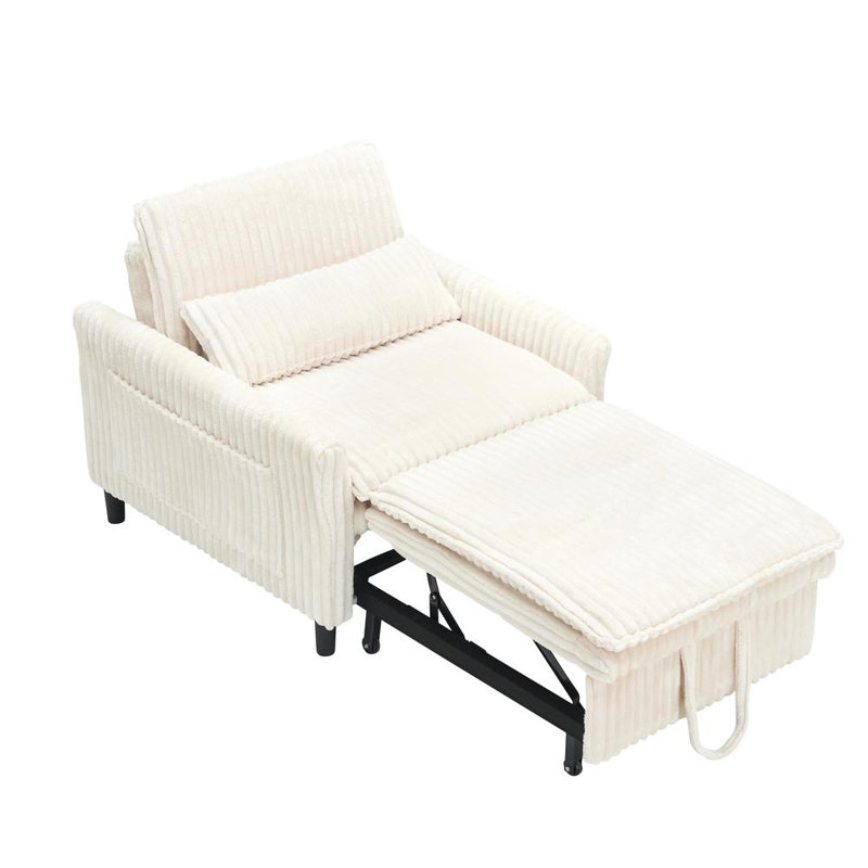 fauteuils d'appoint avec un coussin et une poche latérale, Velours côtelé beige