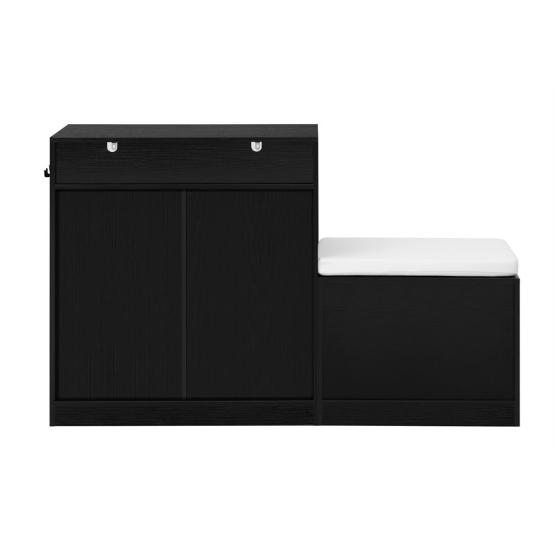 Armoire de salon avec banc à chaussures, Beige/noir