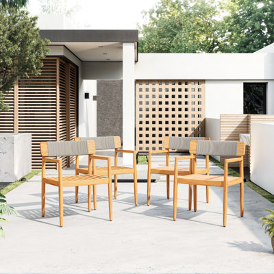 4 chaises d'extérieur en bois tressé d'aspect corde grise tressée toutes saisons
