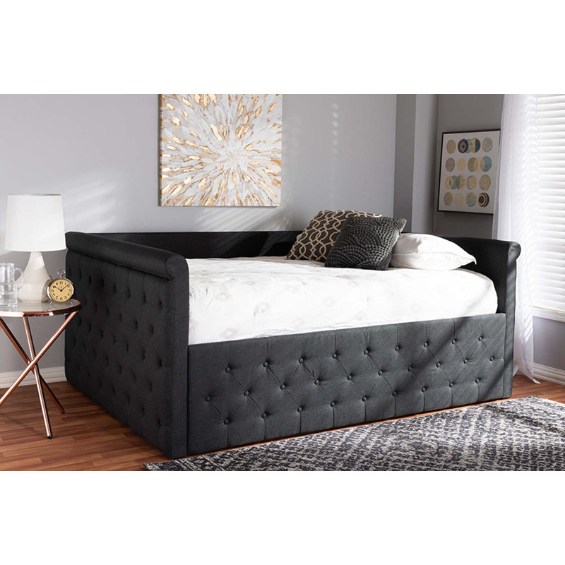 Ervinas Upholstered Daybed, Dark Gray Polyester, Full